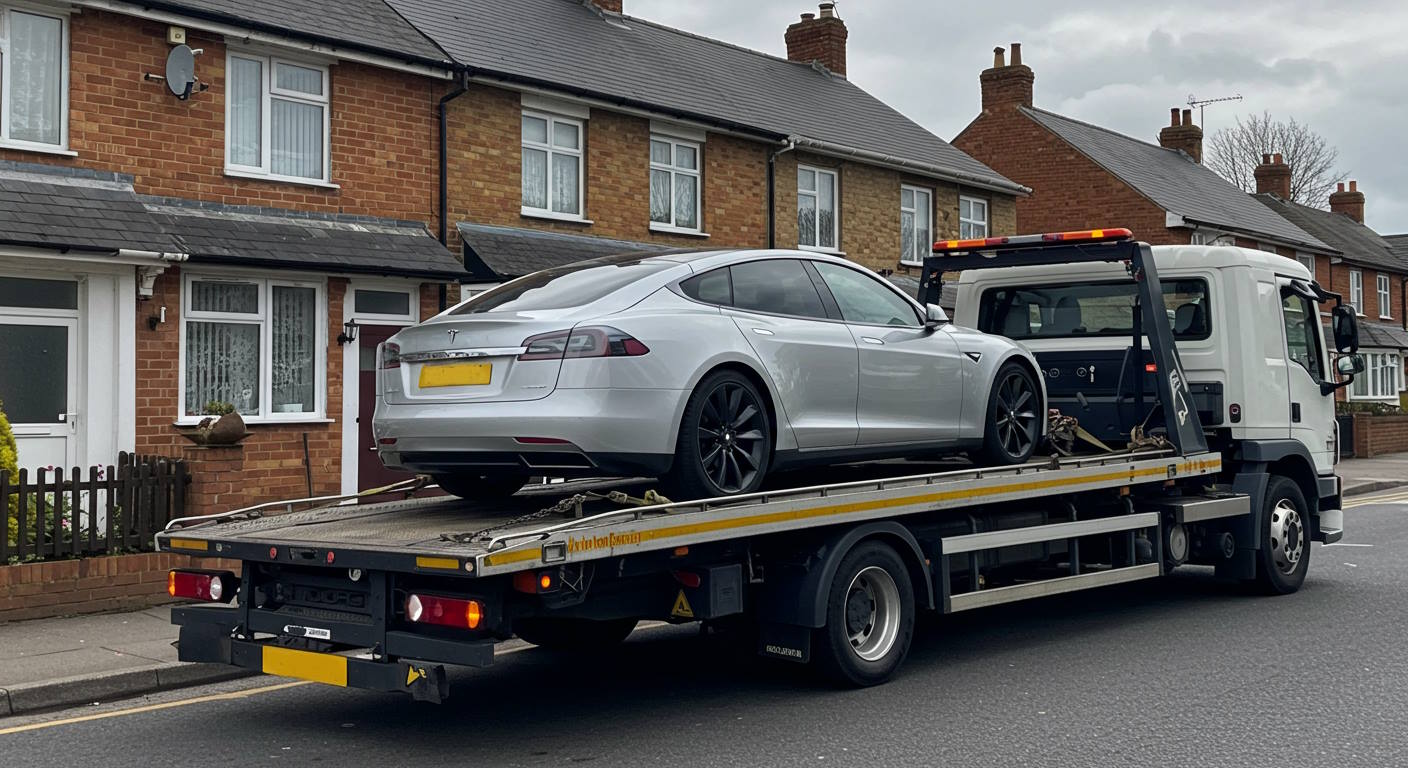 EV being loaded onto our transporter for collection